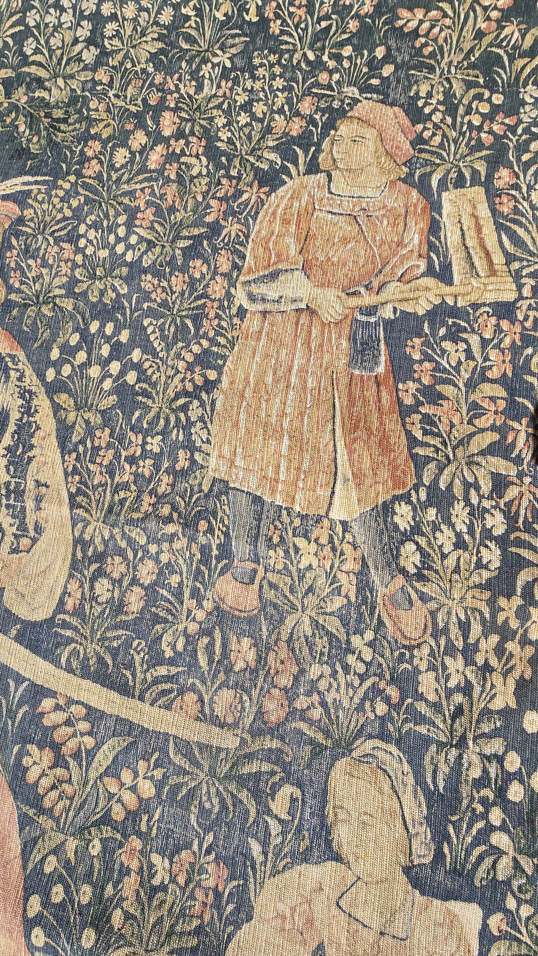 Noble Amazon Museum Tapestry, Hand-Printed Medieval Motif