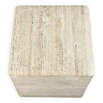 Vintage Travertine Cube Side or Coffee Table, 1970s