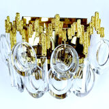 Pair of vintage wall lamps, gold fine gold, crystal, 60s