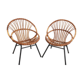 Paire de fauteuils en rotin