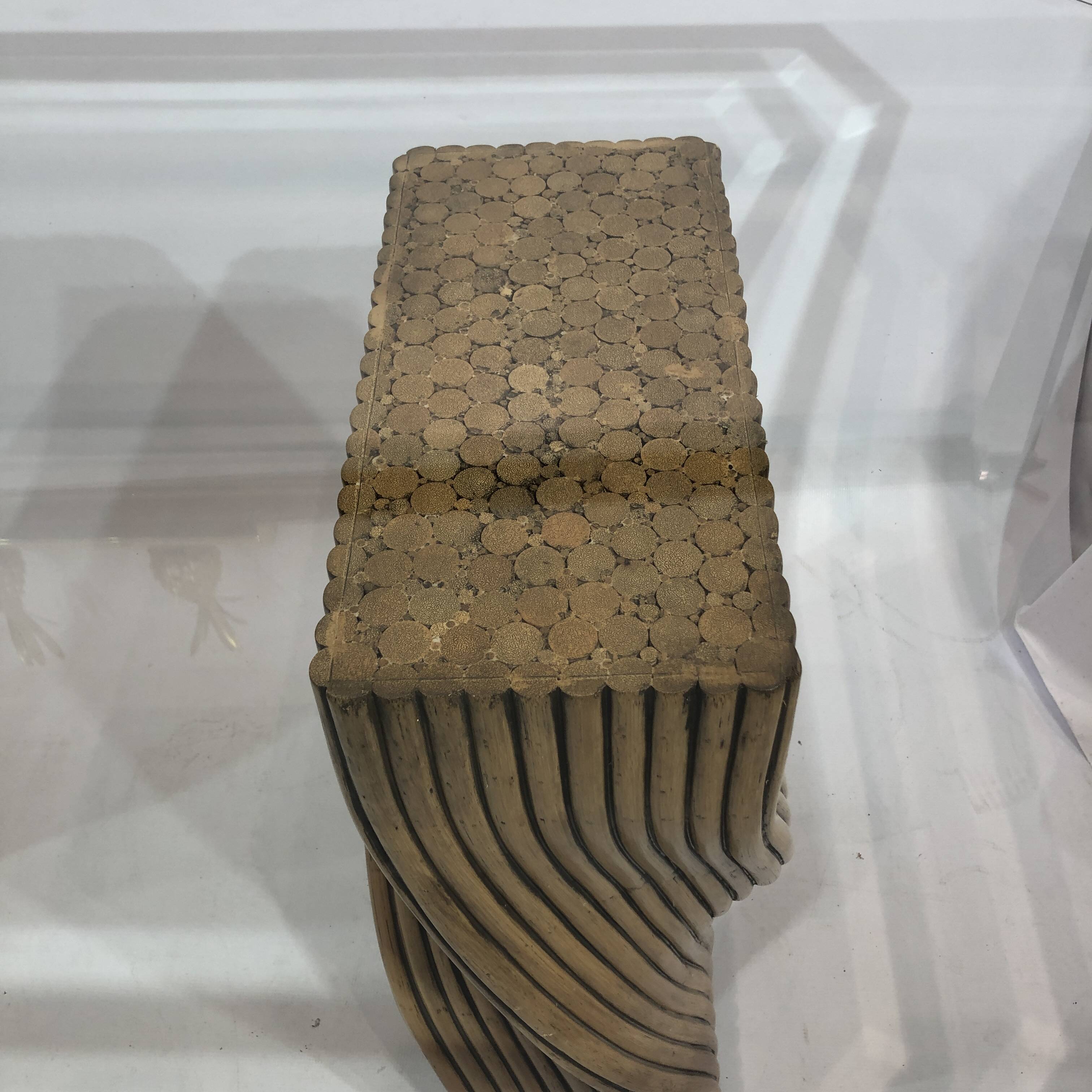 Mehitabel McGuire Twisted Pedestal Bamboo Dining Table MidCentury Boho 1970