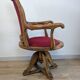 Oak and fabric captain's chair - swivel, antique studded finish