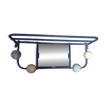 Wall-mounted coat rack in the style of Roger Feraud with a mirror from the 1950s/60s.