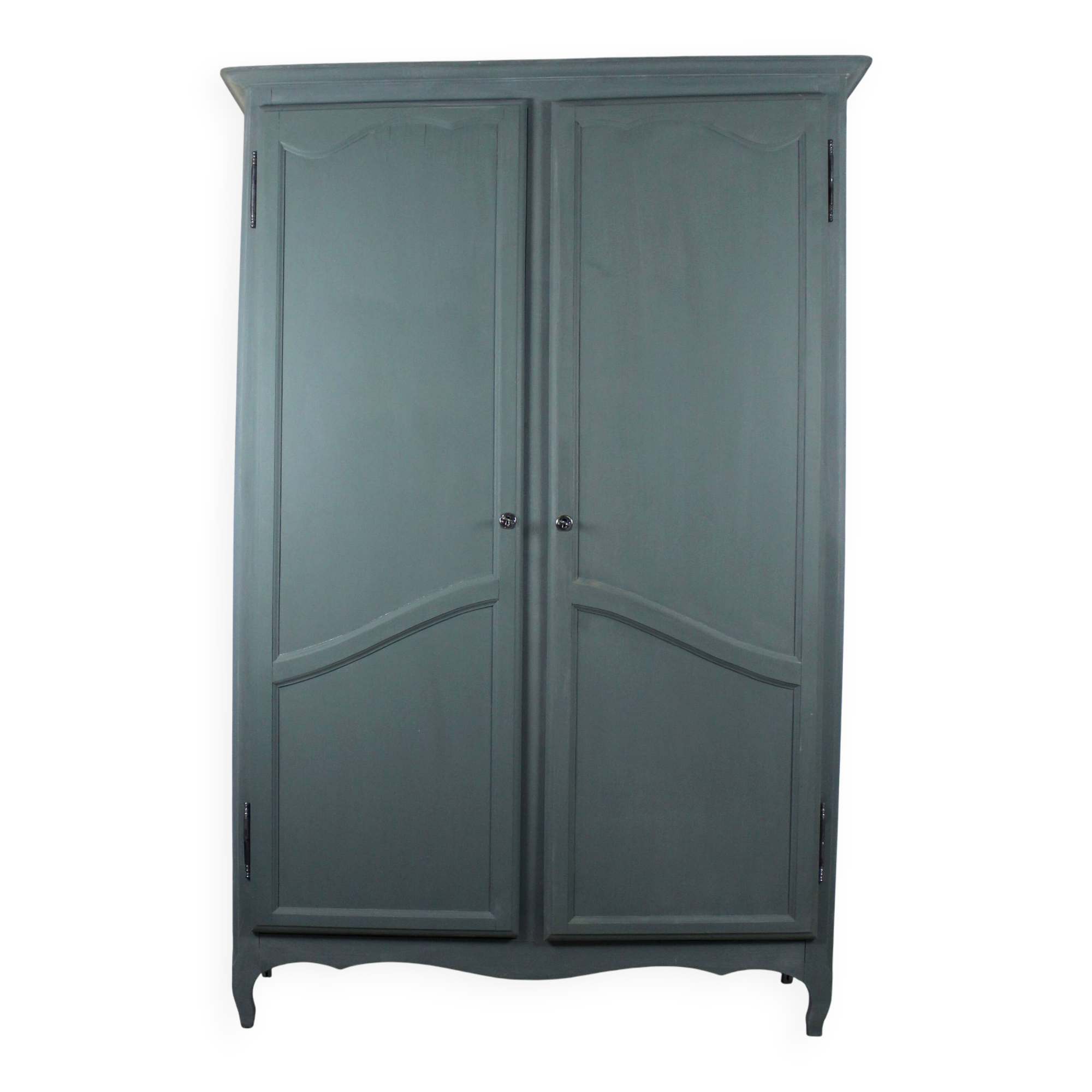 Renovated Parisian wardrobe – sage green with white patina