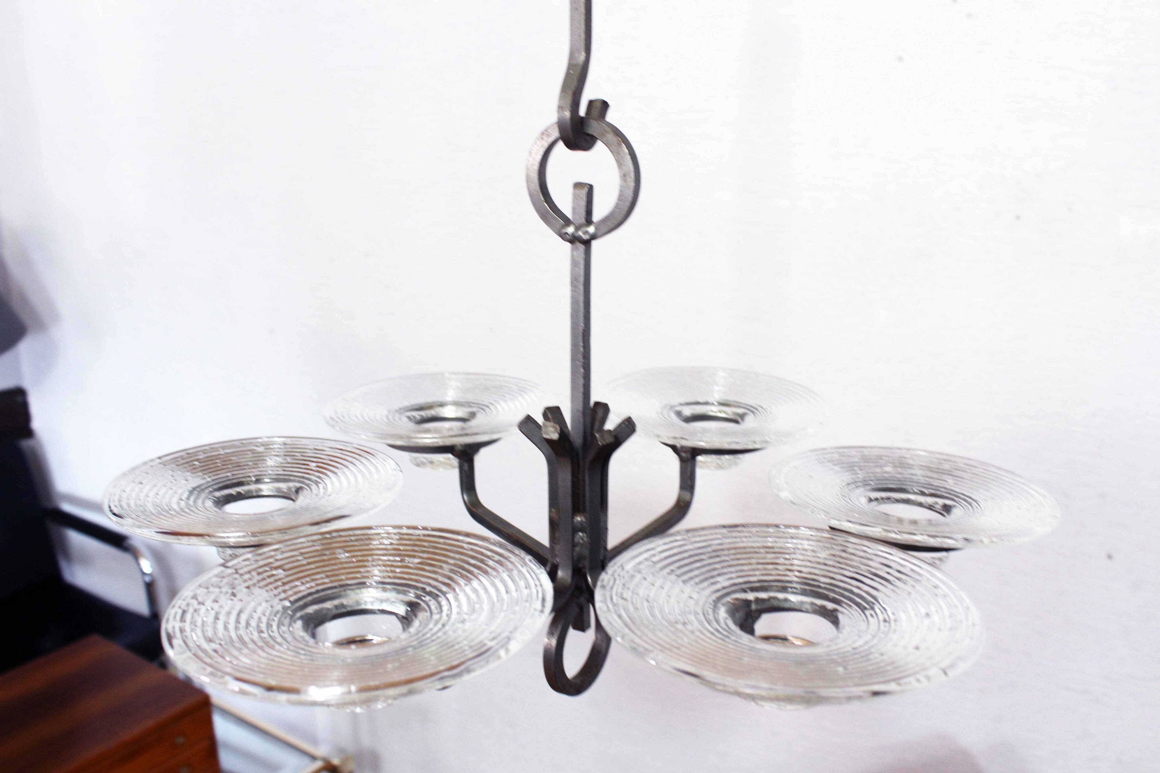 Art deco iron and glass candlestick by erik höglund