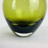 Vase scandinave verre soufflé vert, vintage