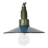 Industrial Blue Enamel Military Pendant Lamp with Cast Aluminium Top, 1960s