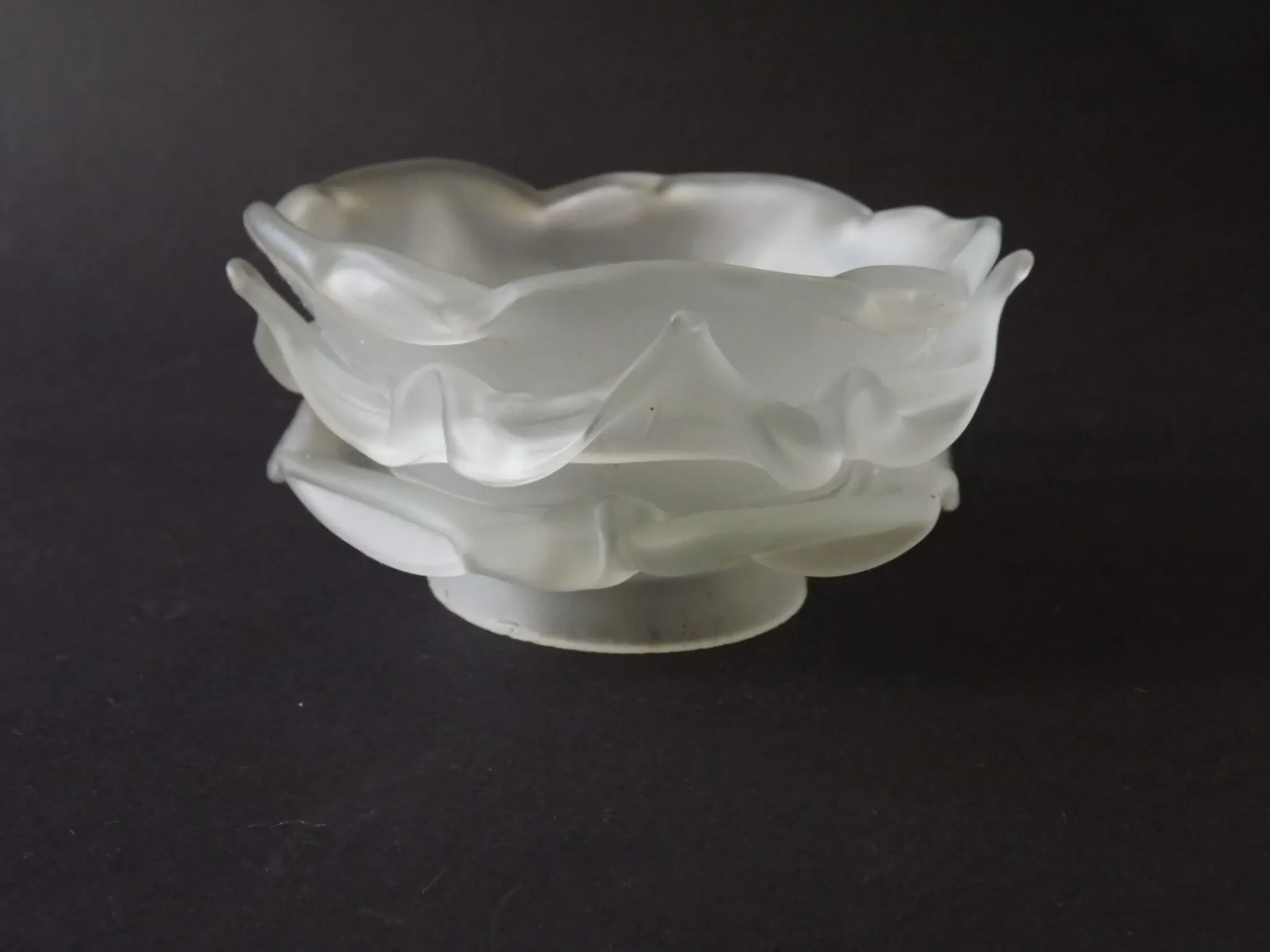 Vintage French Art Deco Frosted Satin Glass Rose Petal Flower Lamp Shade
