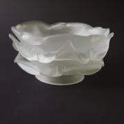 Vintage French Art Deco Frosted Satin Glass Rose Petal Flower Lamp Shade