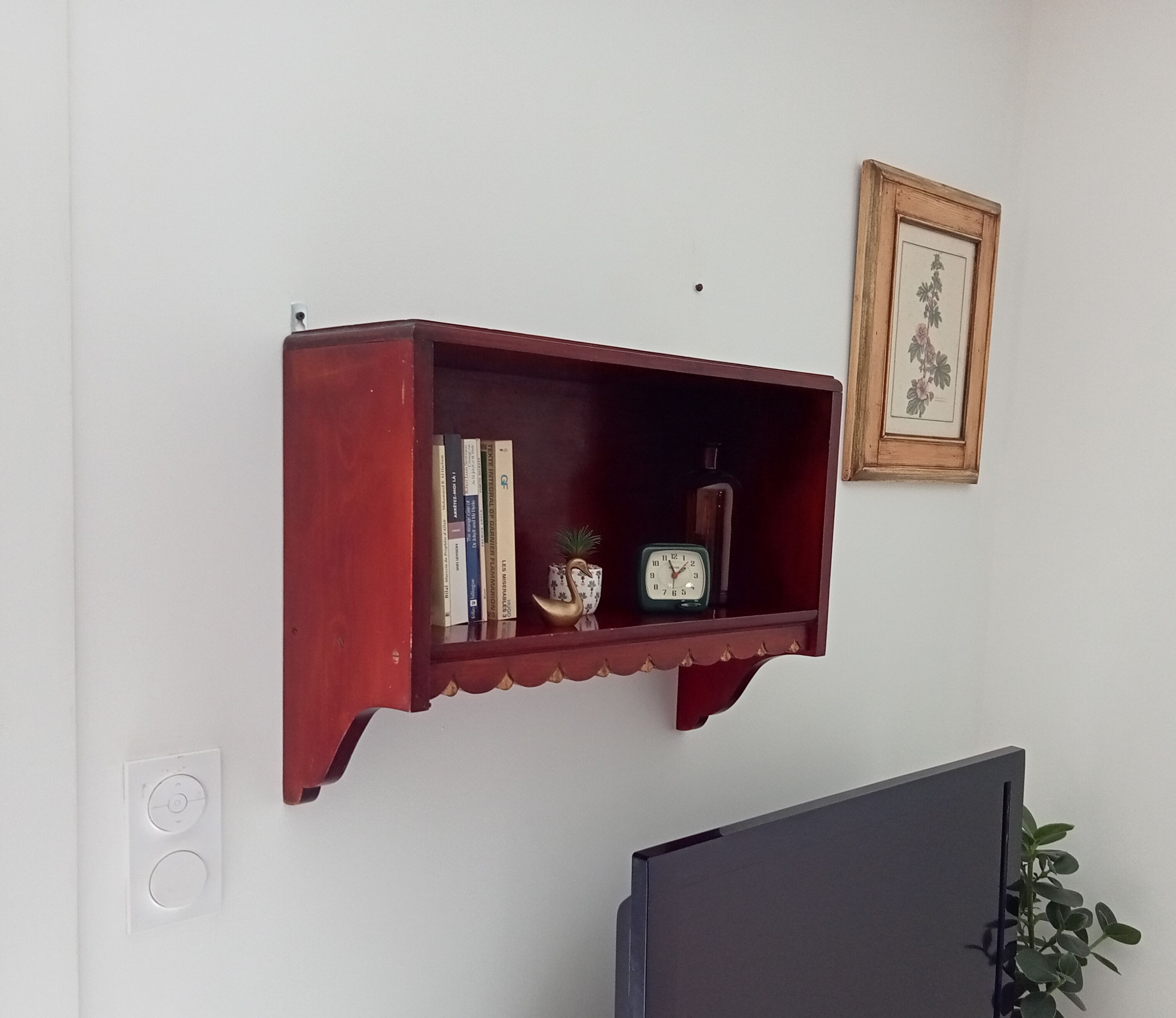 Vintage solid oak wall shelf