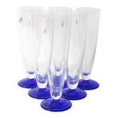 Ensemble de 6 verres vintage à pied bleu