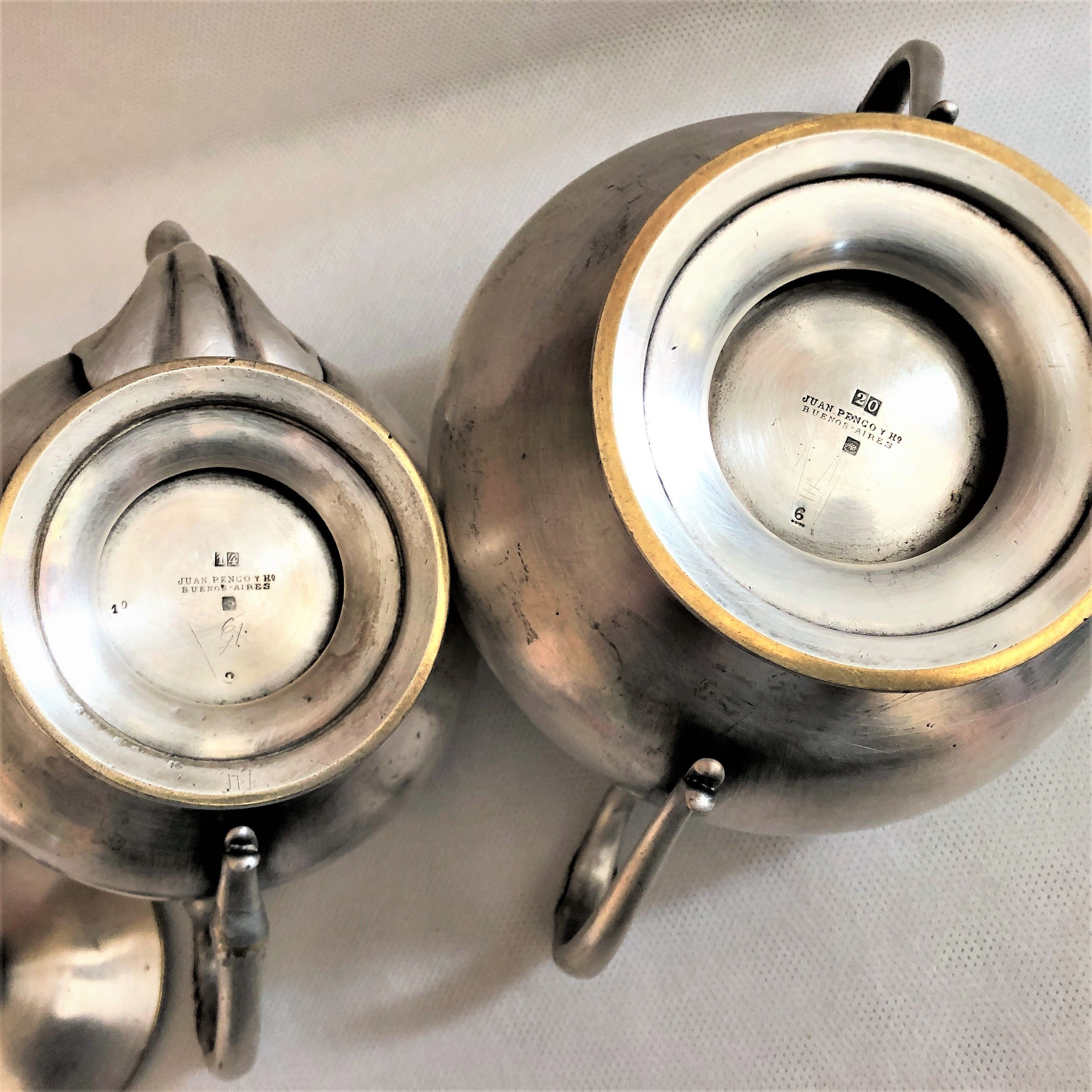 Vintage Buenos Aires silver metal coffee tea set with hallmarks