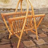Vintage 1950s rattan magazine holder