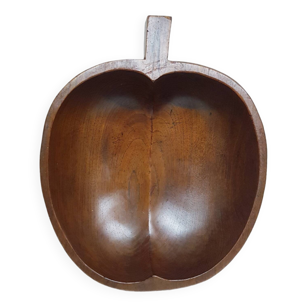 Coupe à fruits en teck sculptée à la main