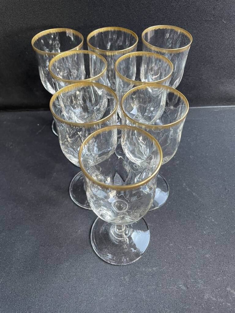 8 Daum gold-plated wine glasses