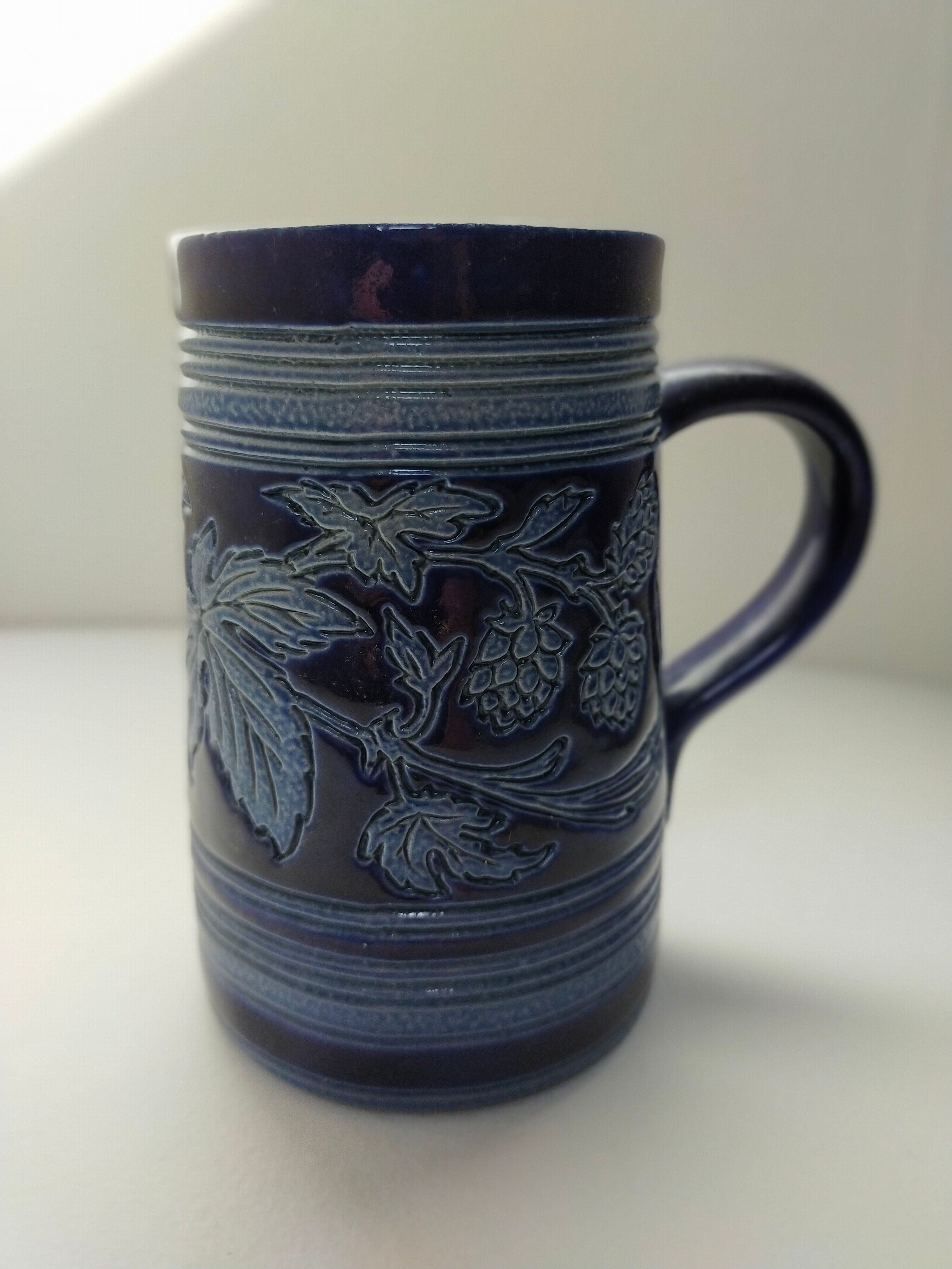 mug in blue Alsace sandstone signed
