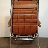 Maule Marga brown leatherette reclining and folding armchair made in Italy vintage 1970