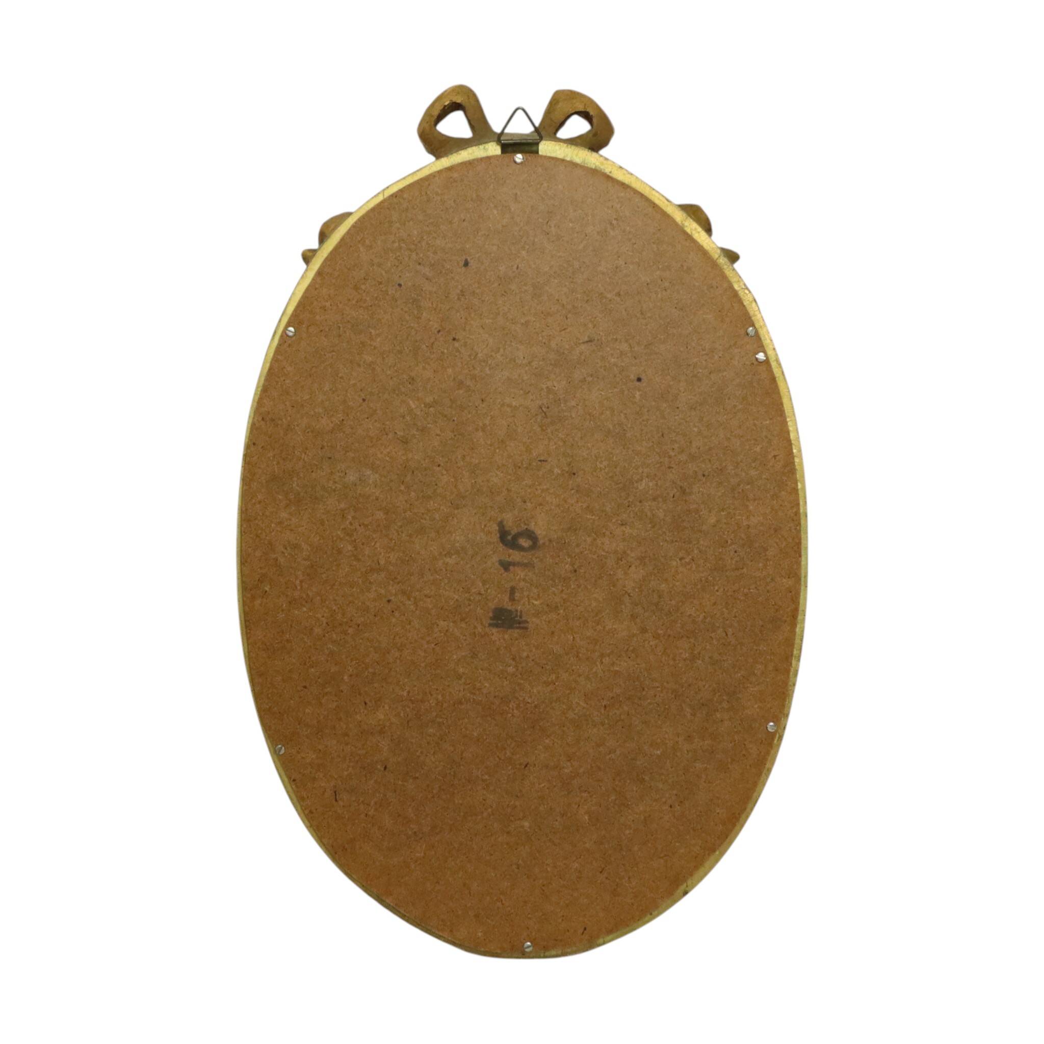 French Oval Mirror with Bow Roses Louis XVI Gold 45cm