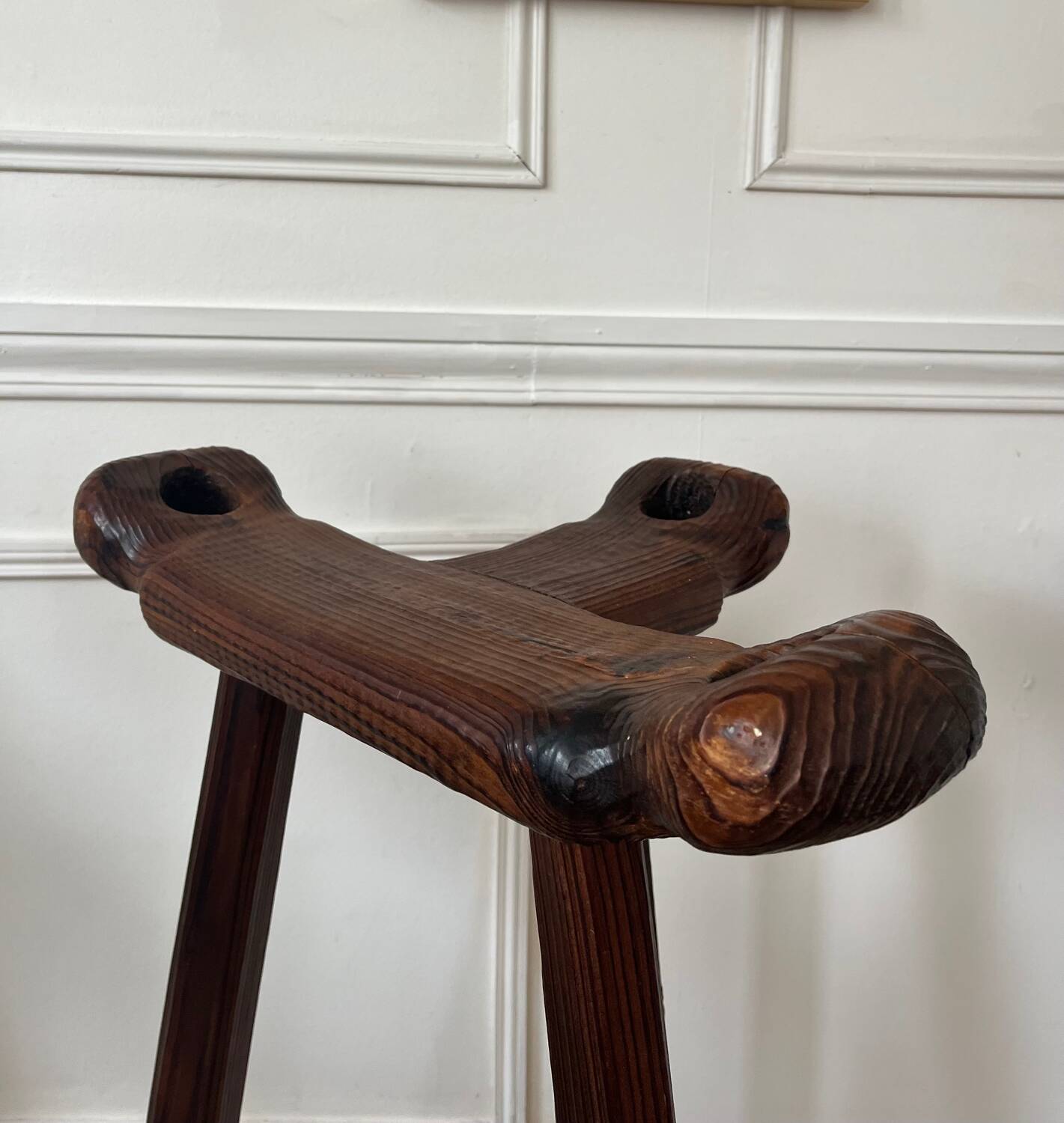 Set of three brutalist bar stools