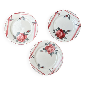 Terre de Fer Digoin plates, vintage rose