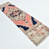 2x10 Faded Pink & Navy Blue Persian Runner Rug, 71x294Cm
