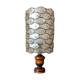 Table lamp with wooden base and mother-of-pearl fish and brass lampshade