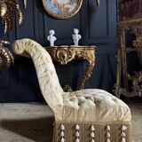 Napoleon III period armchair in yellow upholstered fabric - 19th century