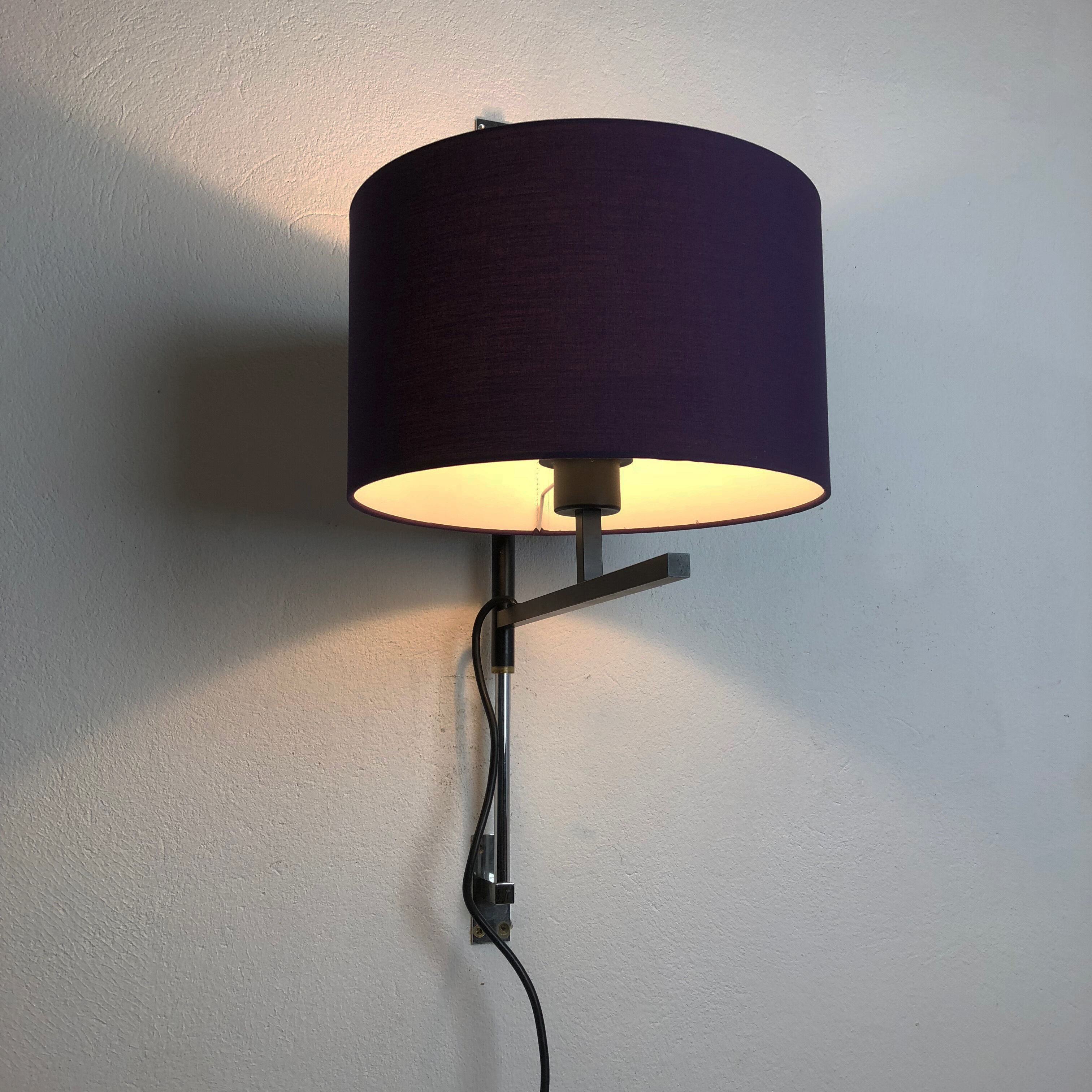 Original minimalist adjustable metal wall light, Germany 1960s