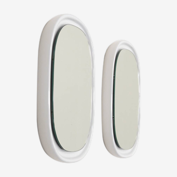 Set of 2 white ceramic mirrors by Sphinx Holland, 1970s Netherlands.