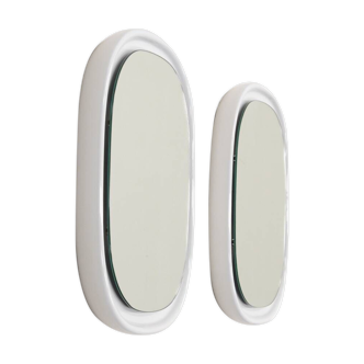 Set of 2 white ceramic mirrors by Sphinx Holland, 1970s Netherlands.