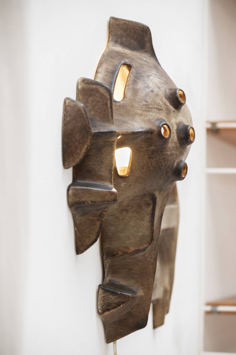 Brutalist wall lamp by Matt Camps for Loré Ceramics, the Netherlands, 1960s