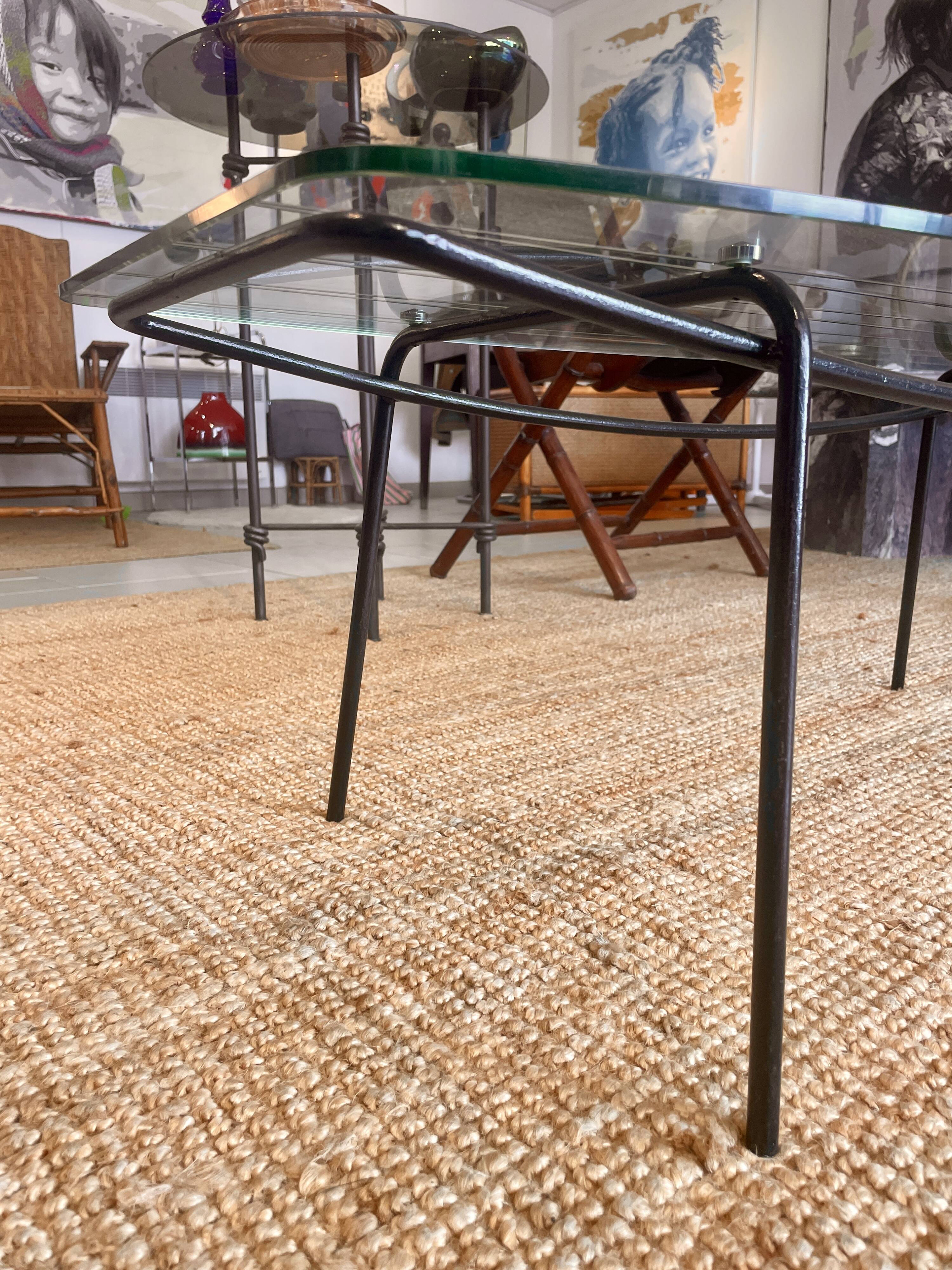 Mid-century glass and metal coffee table - 1950