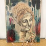Contemporary portrait of a woman on linen canvas