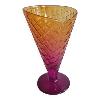 Coupe à dessert glacée violette et dorée Bormioli Rocco, fabriquée en Italie