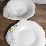 Ceramic and slip asparagus plate and drainer