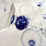 Set of 6 blue ball wine glasses by Luminarc.