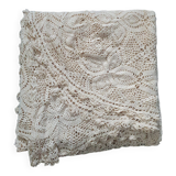 vintage crochet plaid blanket 236cm by 170cm beige color