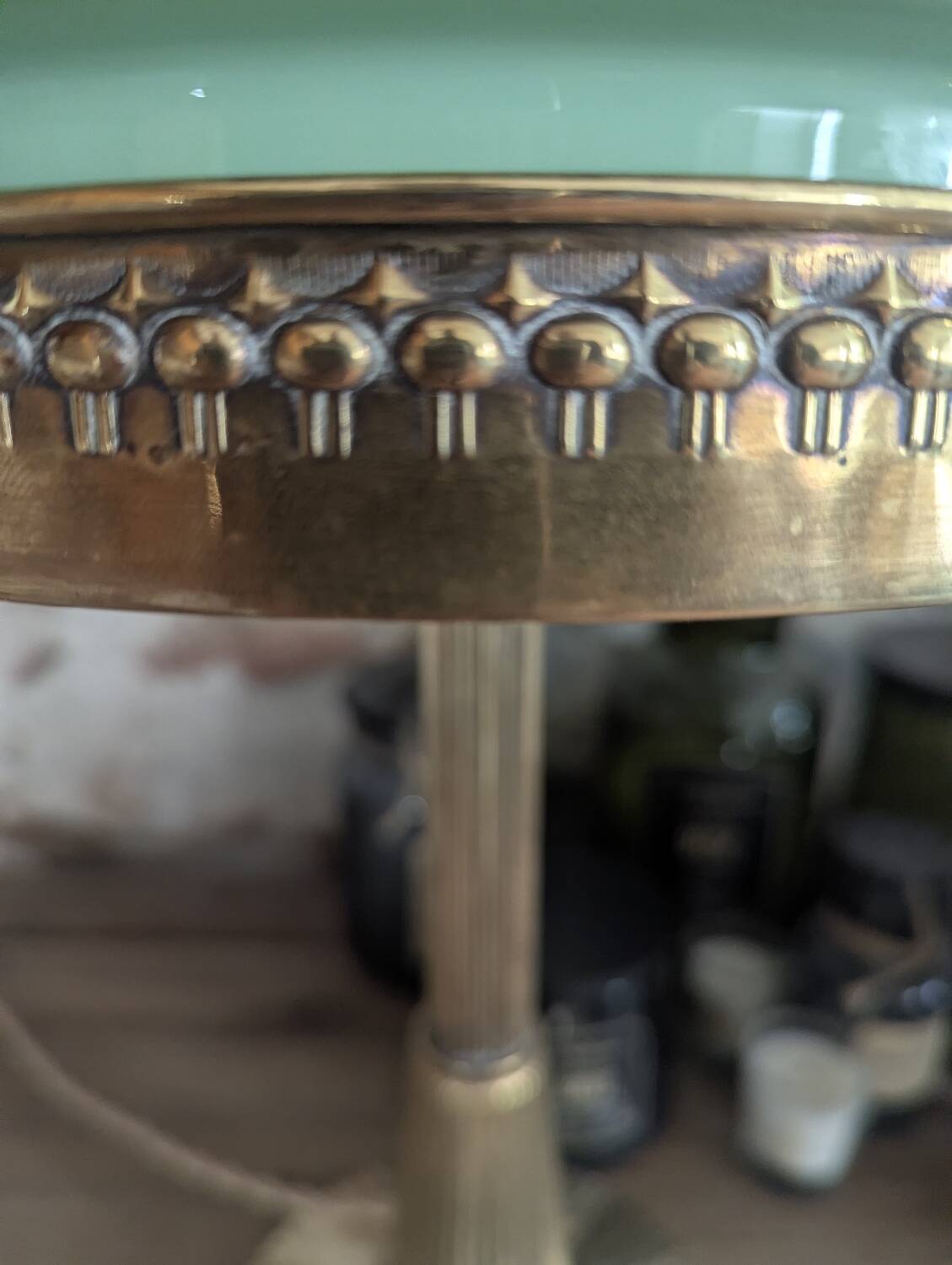 Antique Second Empire Napoleon III table lamp, 1870, brass and opaline glass