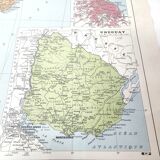 Old map South America Argentina Chile Uruguay 43x43cm from 1950