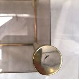Square metal and smoked glass side table