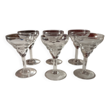 Serie de 6 verres souffles a aperitif motifs graves