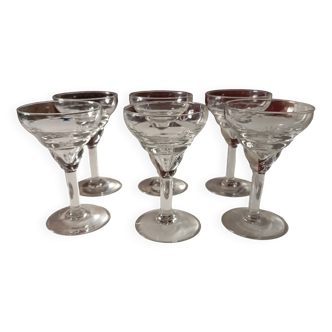Serie de 6 verres souffles a aperitif motifs graves