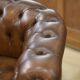 Pair of upholstered leather Club armchairs