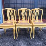 6 yellow canned chairs
