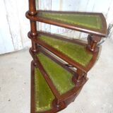 Escalier de Bibliothèque en bois et cuir – Escabeau Spirale Style Victorien