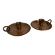 Pair of old copper candlesticks, rat of the cellar.