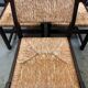 6 wooden vintage chairs dark wood rush
