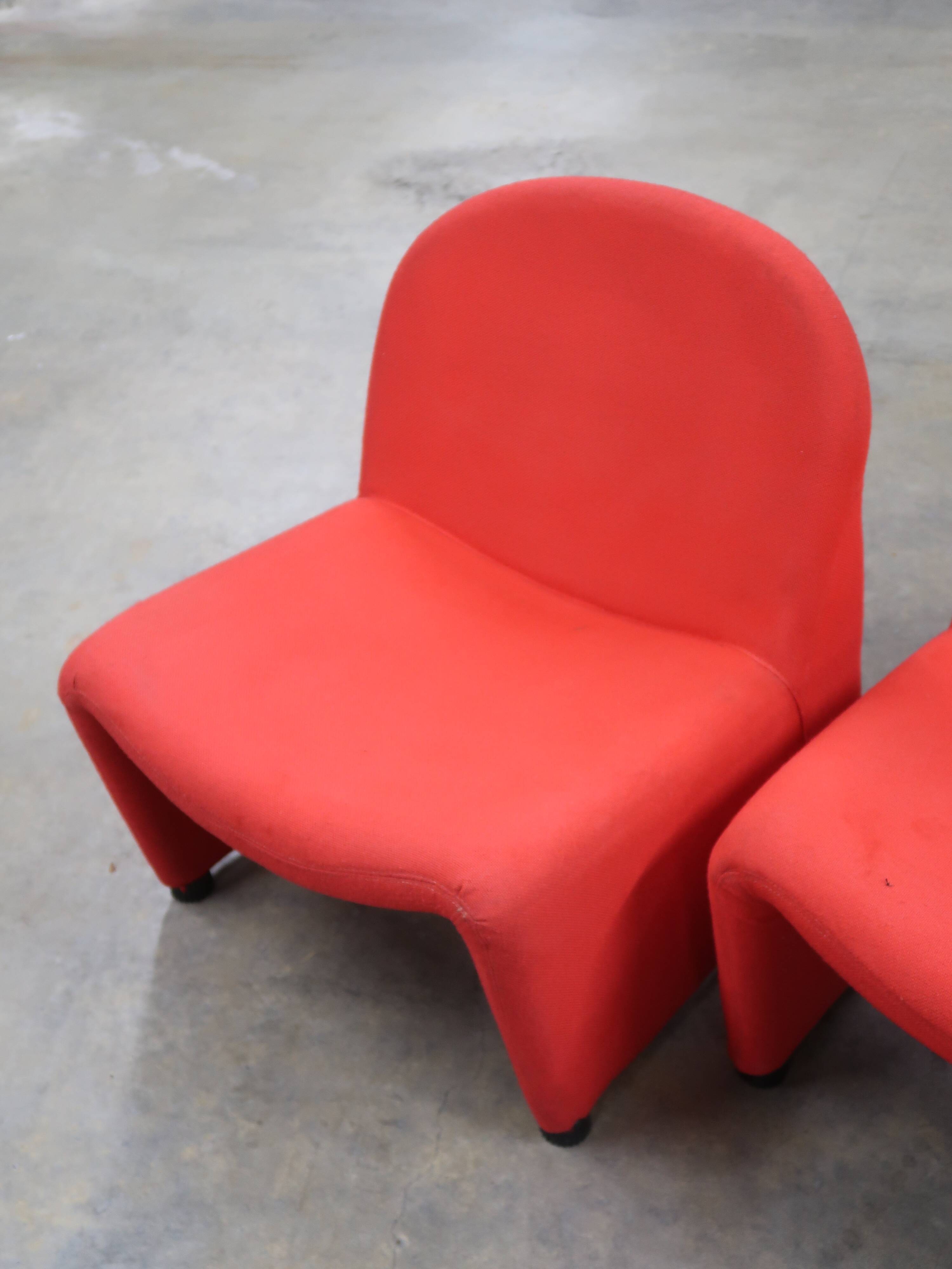 Pair of vintage red armchairs