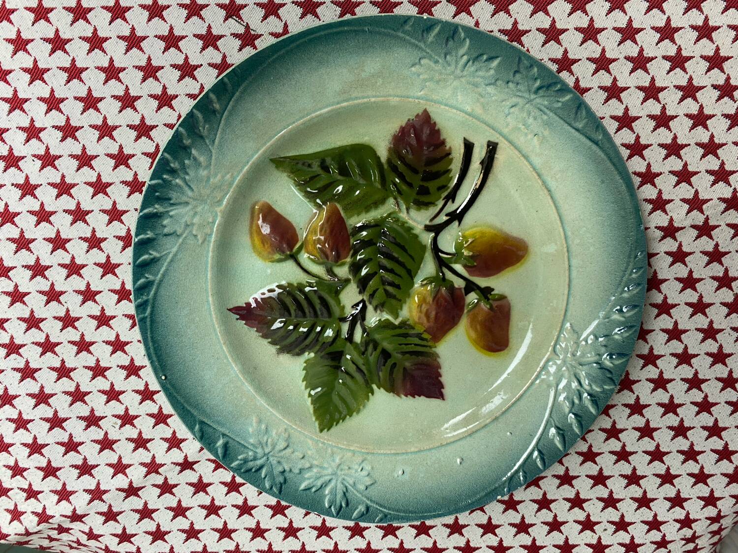 Old strawberry dessert plate