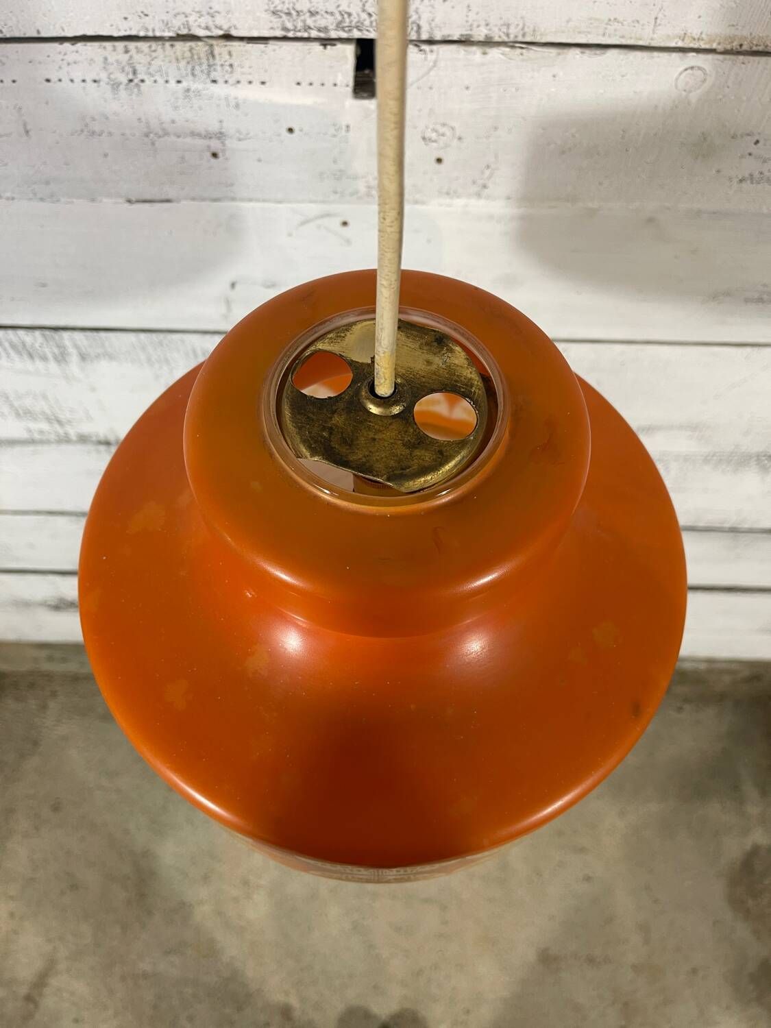 Sautoir Vintage Années 70 - Vieil Rose, Fils Orange, Fonte De Verre